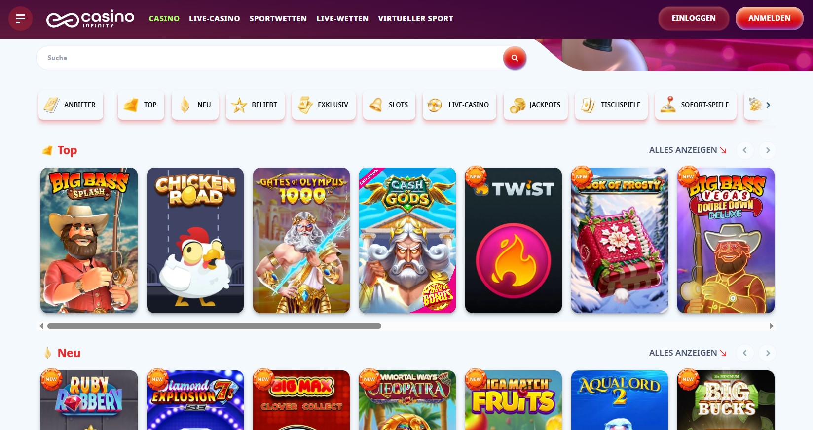 Casino Infinity Spiele