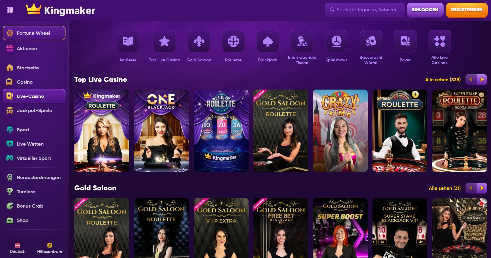 Kingmaker Live-Casino