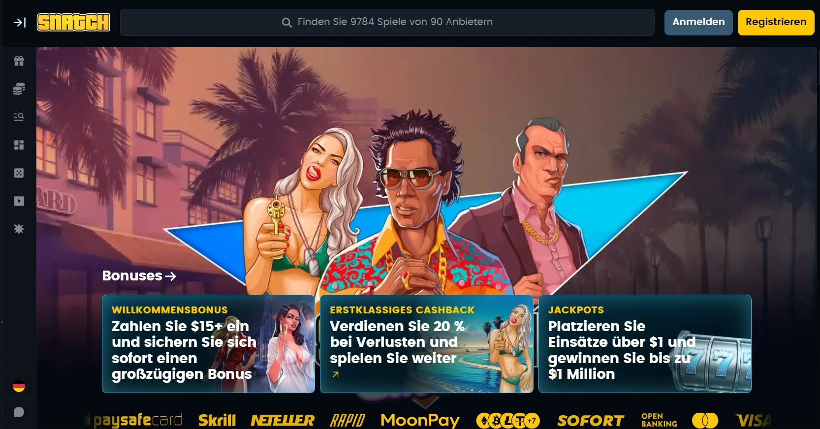 Snatch Casino Homepage