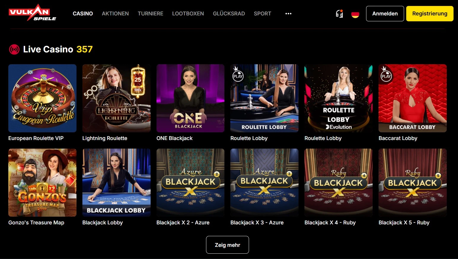 Vulkan Spiele Live-Casino