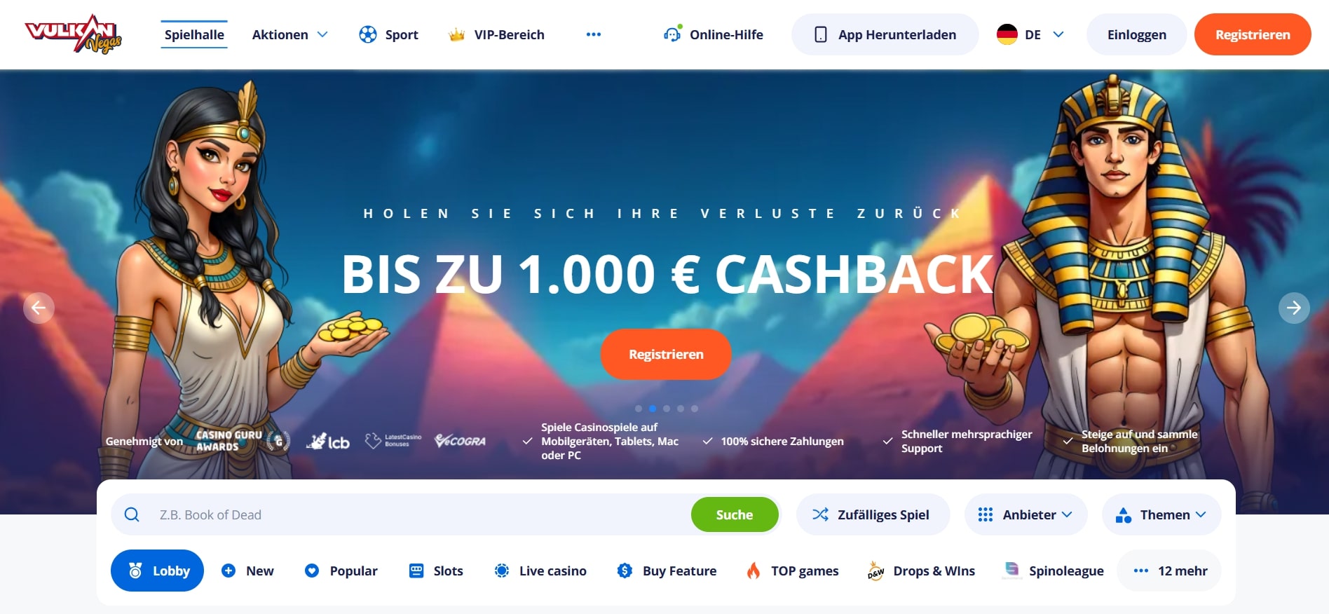 Vulkan Vegas Homepage