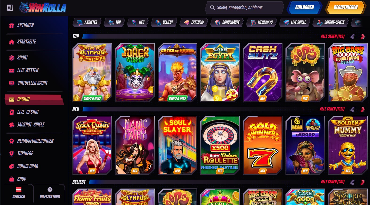 Winrolla Casino Spiele