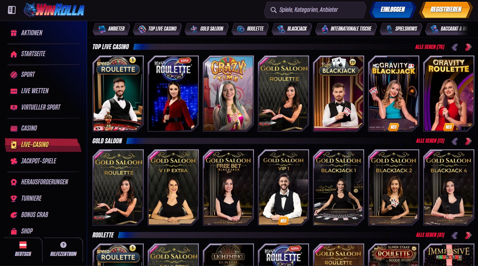 Winrolla Casino Live-Casino